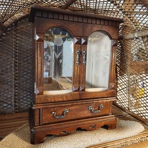 Vintage Wooden Jewelry Box Armoire